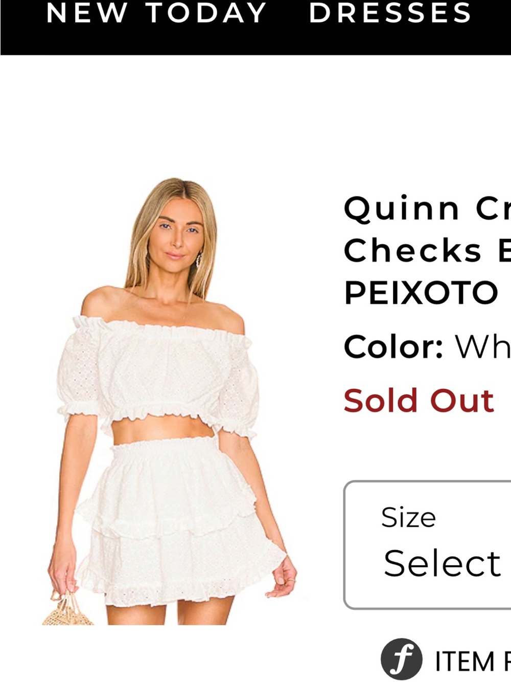 REVOLVE White Eyelet Two Piece Set (Peixoto Aurora skirt and Quinn Top)